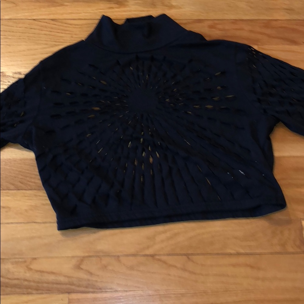 Holey crop top turtleneck